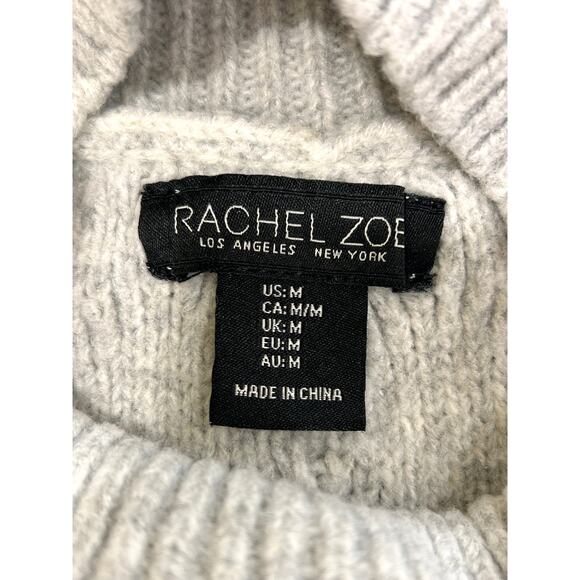 Rachel Zoe Gray White Cableknit Long Sleeve Turtleneck Sweater - Picture 6 of 7